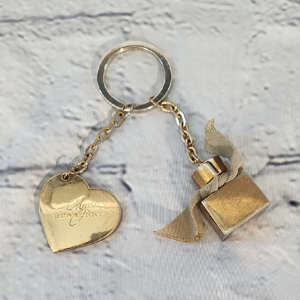 Burberry Gold Heart and Bottle Keychain